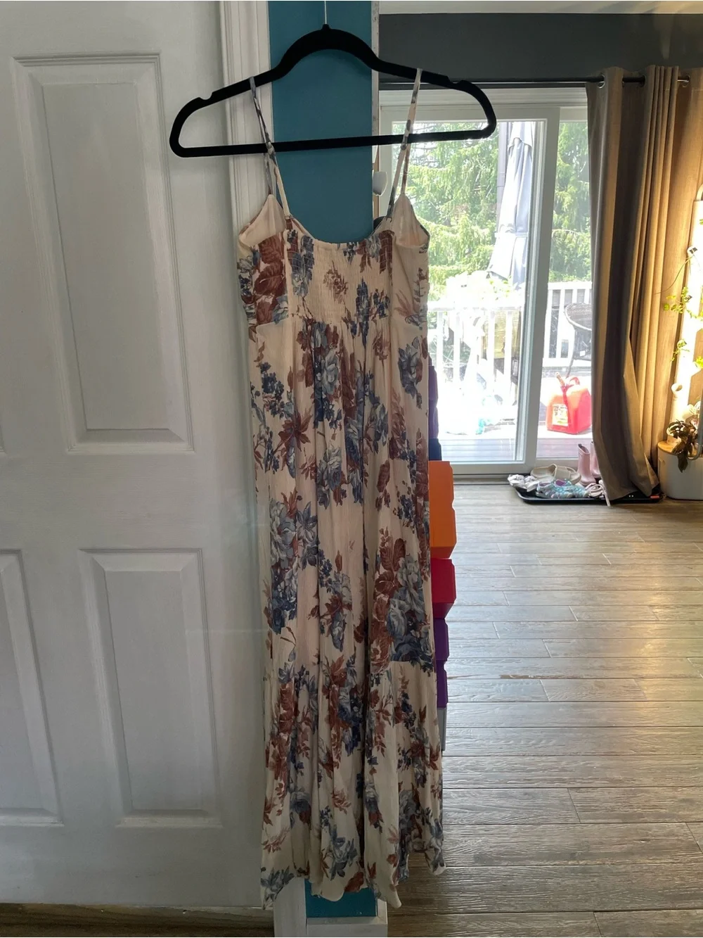 Abercrombie & Fitch Cream Floral Sundress with Blue and Brown Print
